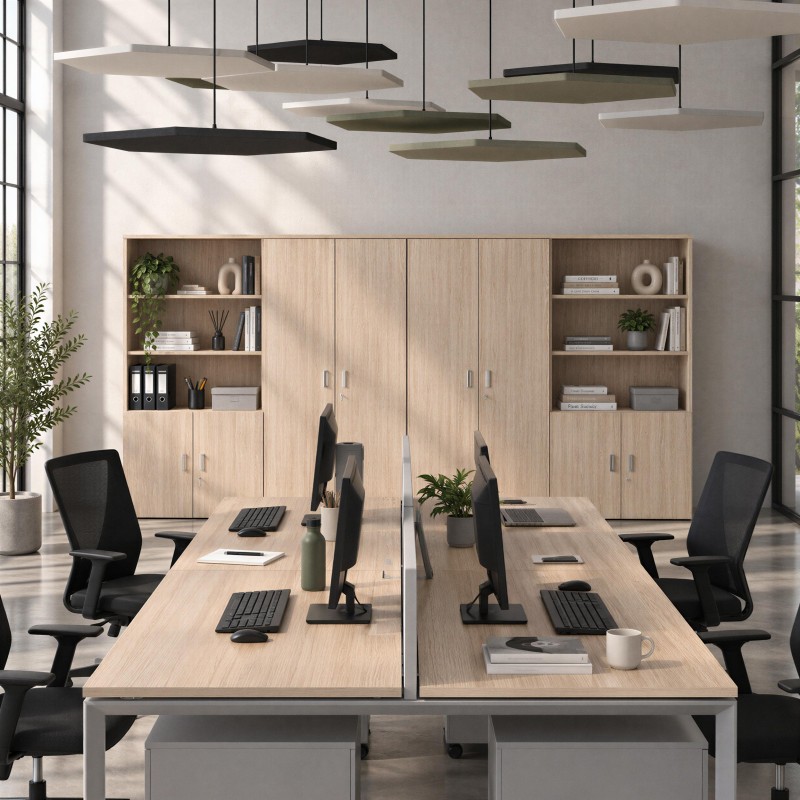 Modernes Büro mit Büroschrank Chronos Kombi in Eiche