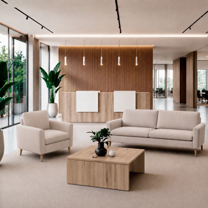 Bürosofa Lea sand im Firmenempfang