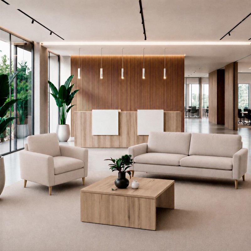 Bürosofa Lea sand im Firmenempfang