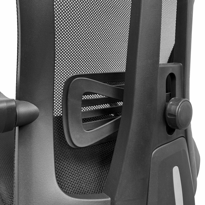 Bürosessel mit Kopfstütze Nara Plus schwarz Lordosenstütze Detail
