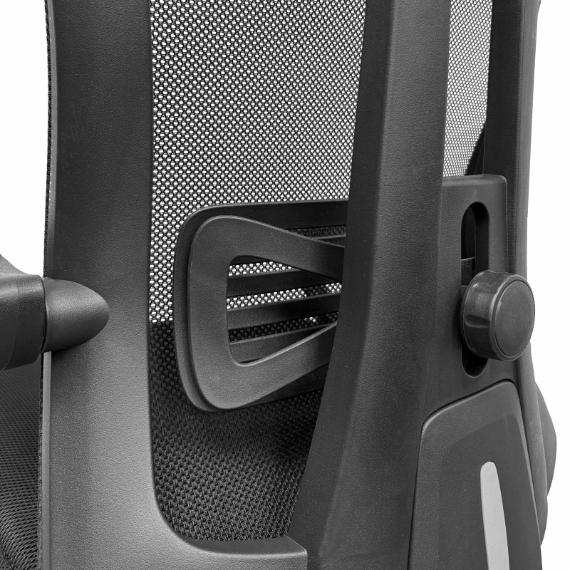Bürosessel mit Kopfstütze Nara Plus schwarz Lordosenstütze Detail