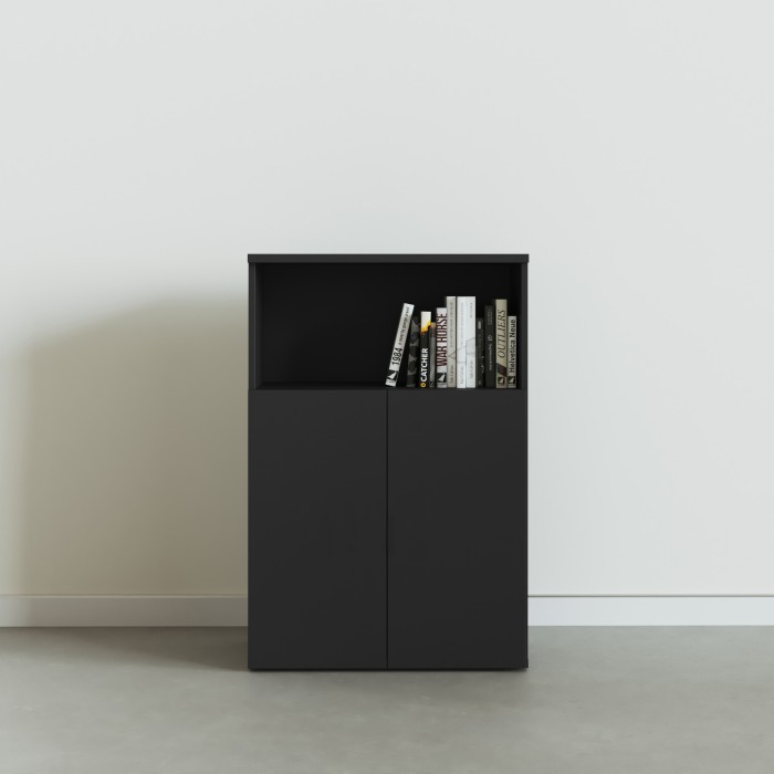 Büroregal Chronos Kombi Push Schwarz 80x120 cm