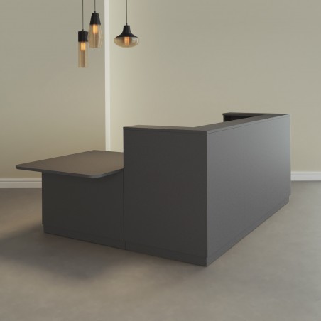 Empfangstheke in L-Form mit Tisch – Farbe Eiche